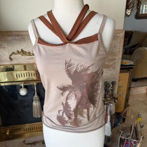 Vintage Palm Print Strappy Top by BGN Just Collection